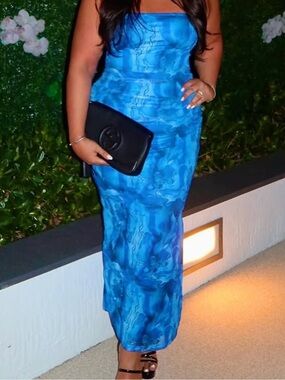 blue satin dress amazon Lifetime Navy Satin Cowl Neck Maxi Dress With Cross Back Detail – Club L  London